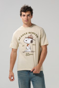 Camiseta kaki con manga corta y arte de Snoopy