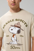 Camiseta kaki con manga corta y arte de Snoopy
