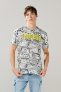 Camiseta crema con manga corta y estampados de Bob Esponja