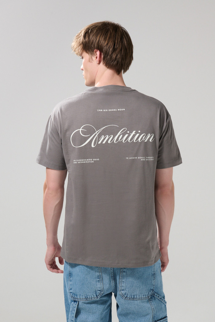 Camiseta gris en algodón manga corta con artes college