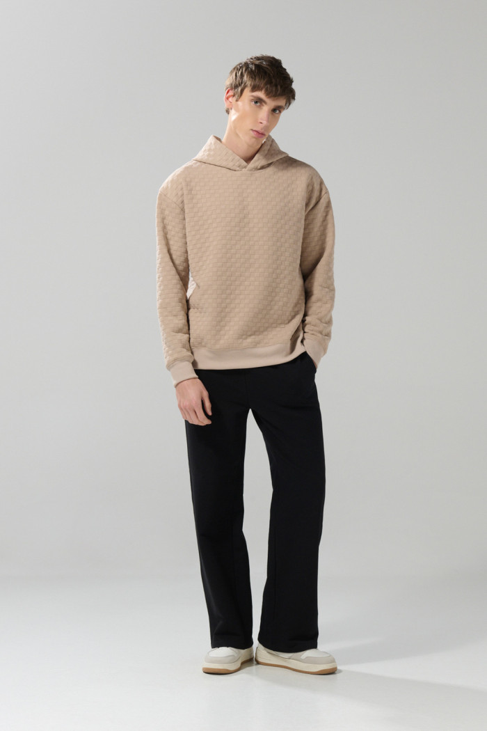 Buzo con capota oversize kaki oscuro y texturas