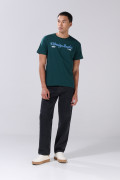 Camiseta verde en algodón cuello redondo con texto college