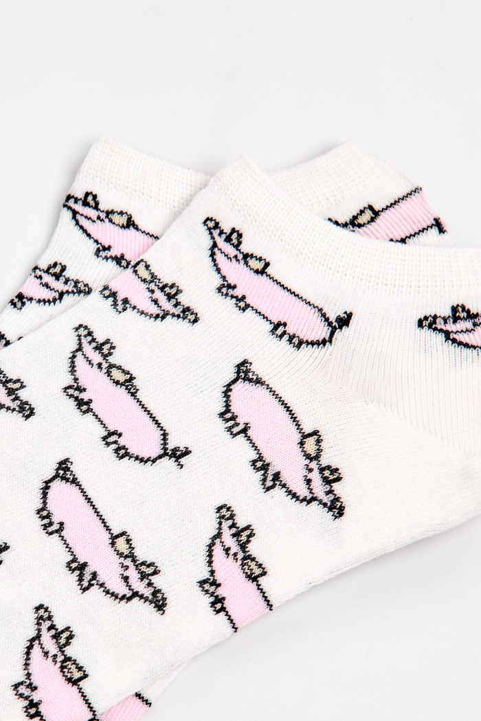 Medias tobilleras unicolores con diseños de cerditos
