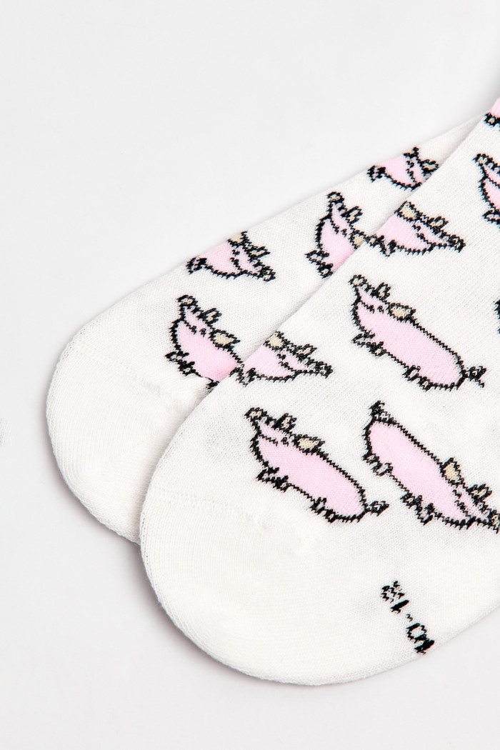 Medias tobilleras unicolores con diseños de cerditos