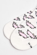 Medias tobilleras unicolores con diseños de cerditos