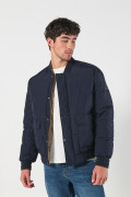 Chaqueta bomber unicolor acolchada doble faz con bolsillos