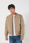 Chaqueta bomber unicolor acolchada doble faz con bolsillos