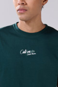 Camiseta en algodón college verde oscura manga corta