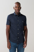 Camisa azul oscura manga corta con diseños mini print