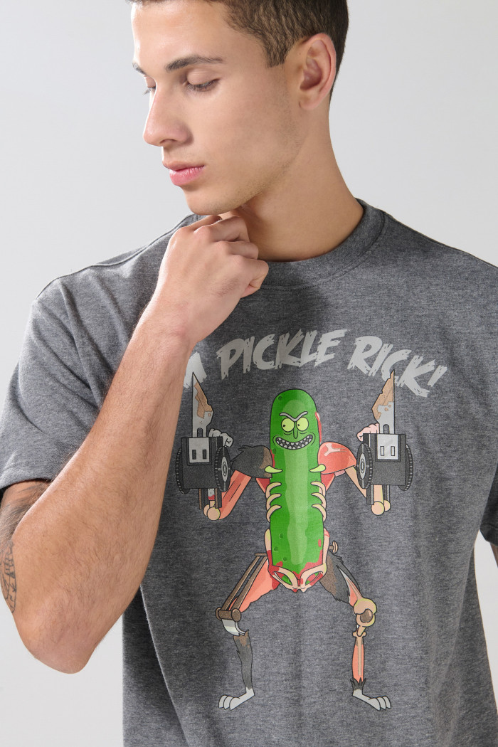 Camiseta de Rick and Morty gris intensa manga corta