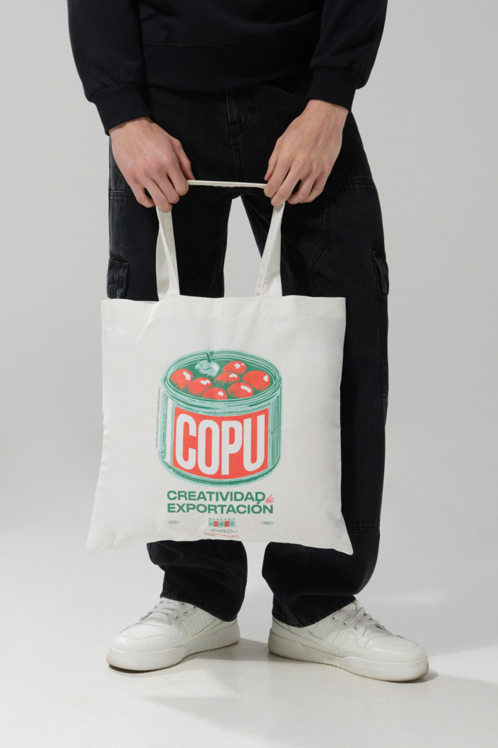 Bolsa unicolor tote bag con diseño de COPU
