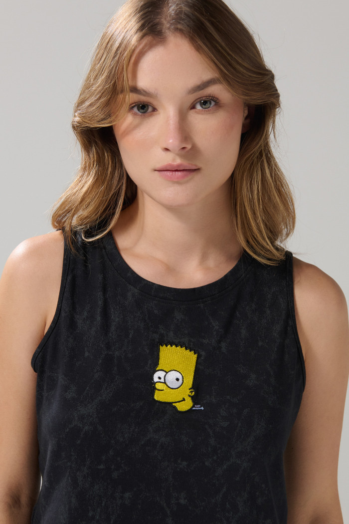Camiseta manga sisa negra tie dye de Los Simpson