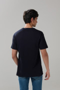 Camiseta azul en algodón manga corta con texto college