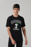 Camiseta negra de Snoopy & Cambridge manga corta