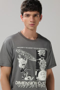 Camiseta gris intensa de Rick and Morty con manga corta