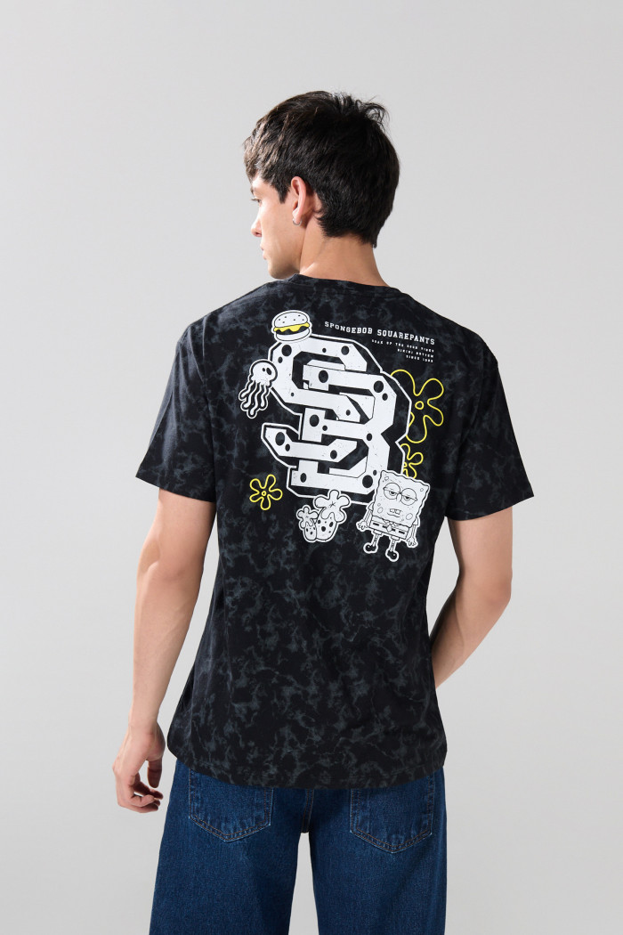 Camiseta negra tie dye manga corta de Bob Esponja
