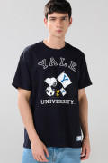 Camiseta de Snoopy & Yale azul intensa con manga corta