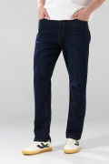 Jean tiro bajo azul intenso straight leg con bota recta