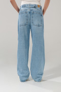 Jean bota ancha baggy tiro medio azul claro con bolsillos