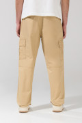 Pantalón de dril cargo unicolor con bota recta ajustable
