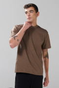 Camiseta en algodón manga corta unicolor ajustada