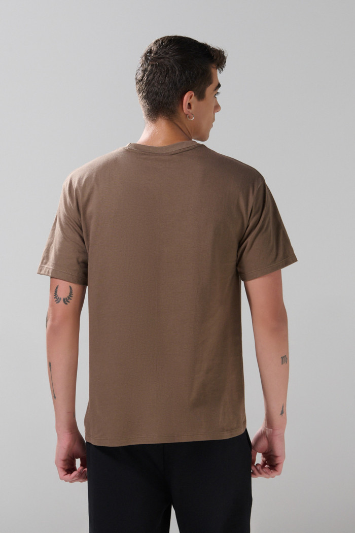 Camiseta en algodón manga corta unicolor ajustada