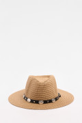 Sombrero fedora kaki medio con cinto y apliques