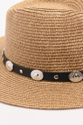 Sombrero fedora kaki medio con cinto y apliques