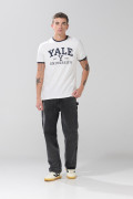 Camiseta de Yale crema clara manga corta con contrastes