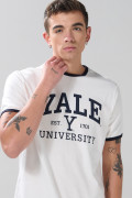 Camiseta de Yale crema clara manga corta con contrastes