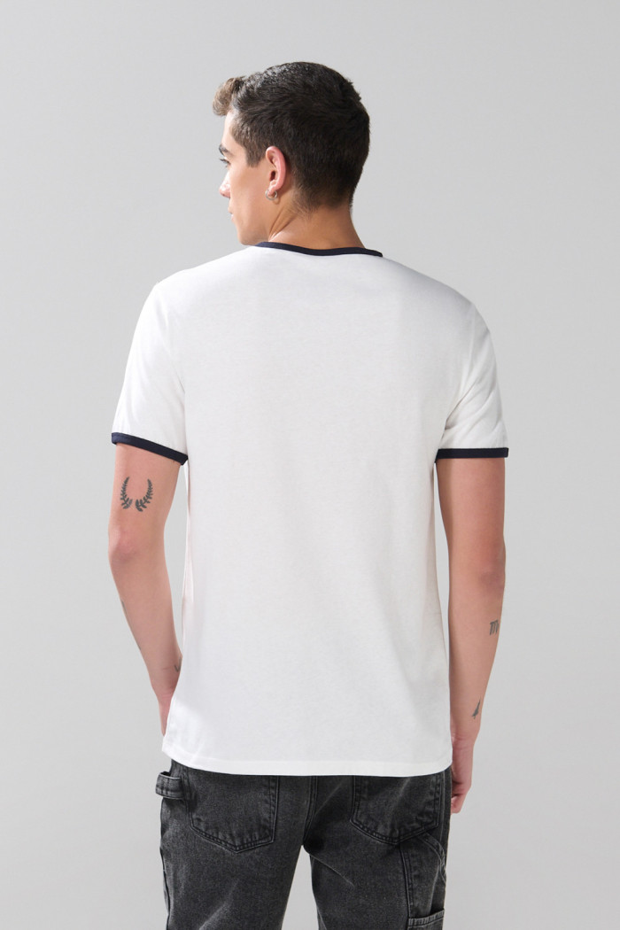Camiseta de Yale crema clara manga corta con contrastes