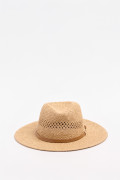 Sombrero Panamá kaki intenso con texturas y cinta decorativa