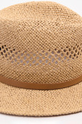 Sombrero Panamá kaki intenso con texturas y cinta decorativa