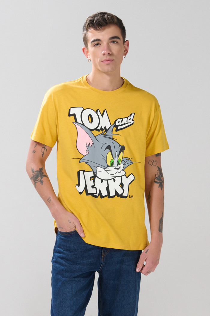 Camiseta de Tom y Jerry amarilla cuello redondo
