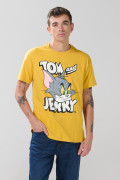 Camiseta de Tom y Jerry amarilla cuello redondo