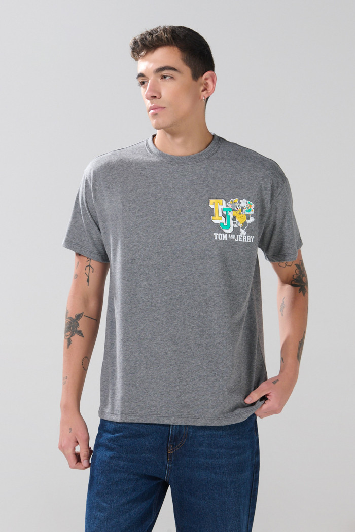 Camiseta de Tom y Jerry gris intensa con manga corta