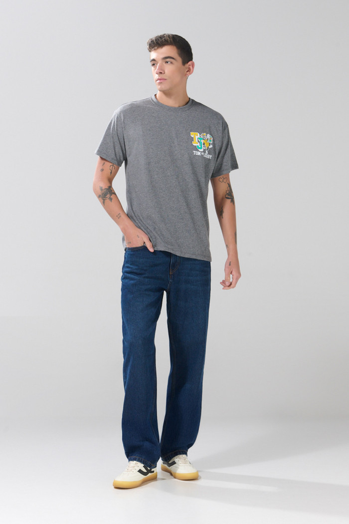 Camiseta de Tom y Jerry gris intensa con manga corta