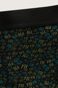 Bóxer midway brief-largo negro con textos coloridos