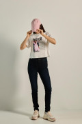 Jean jegging azul intenso con 5 bolsillos y tiro alto