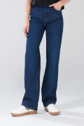 Jean bota recta 90´S azul oscuro infaltables con tiro alto
