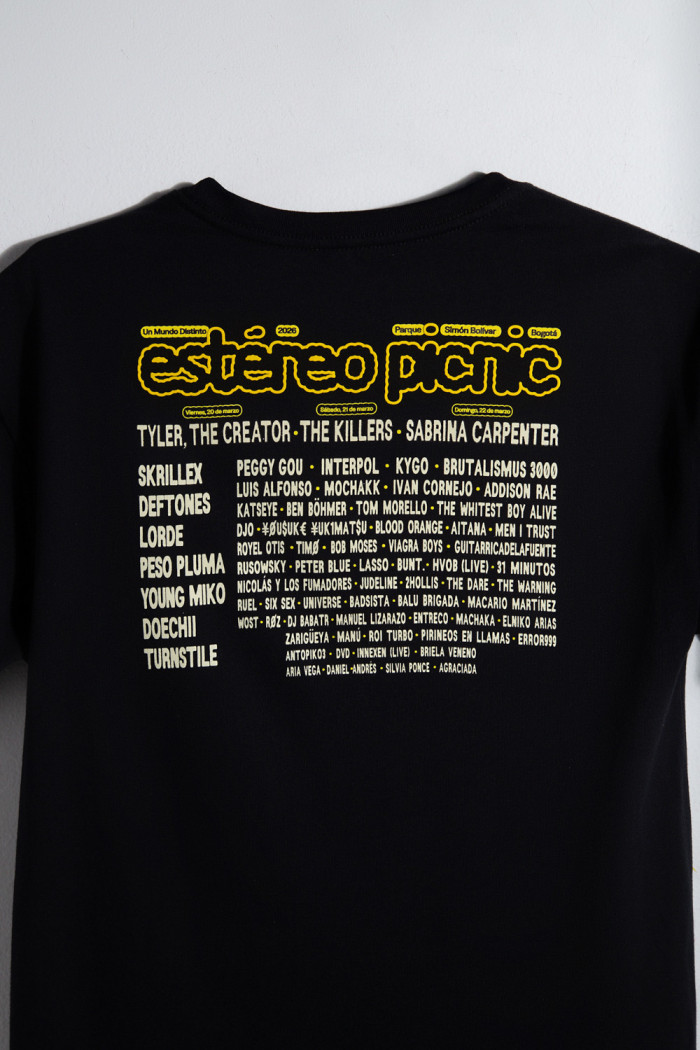 Camiseta negra cuello redondo del Festival Estéreo Picnic