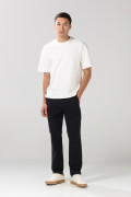 Pantalón tiro medio straight leg unicolor de dril