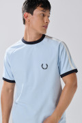 Camiseta manga ranglan azul college con contrastes