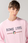 Buzo cuello redondo rosado claro con arte college