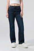 Jean tiro alto straight leg azul con bolsillos y bota recta