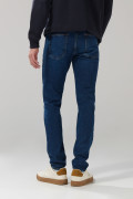 Jean tiro bajo azul oscuro slim con 5 bolsillos y cremallera