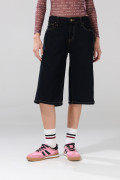 Short tiro medio de jean azul intenso con cremallera