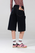 Short tiro medio de jean azul intenso con cremallera