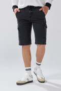 Bermuda gris oscura cargo de dril con tiro bajo