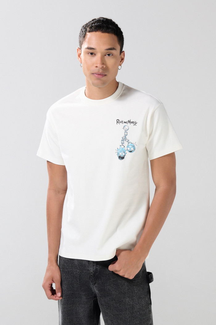 Camiseta de Rick and Morty cuello redondo crema clara